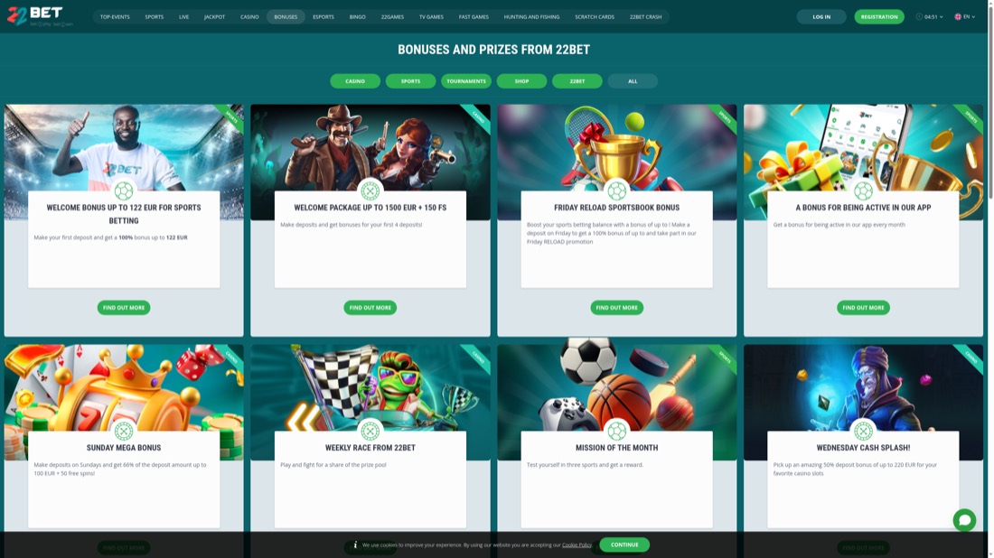 22Bet — promotions and welcome offer