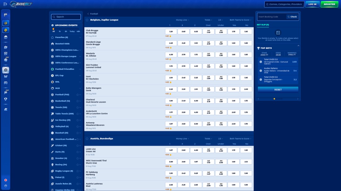 Bassbet — football betting markets and odds
