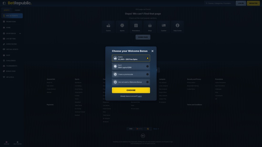 BetRepublic — account registration