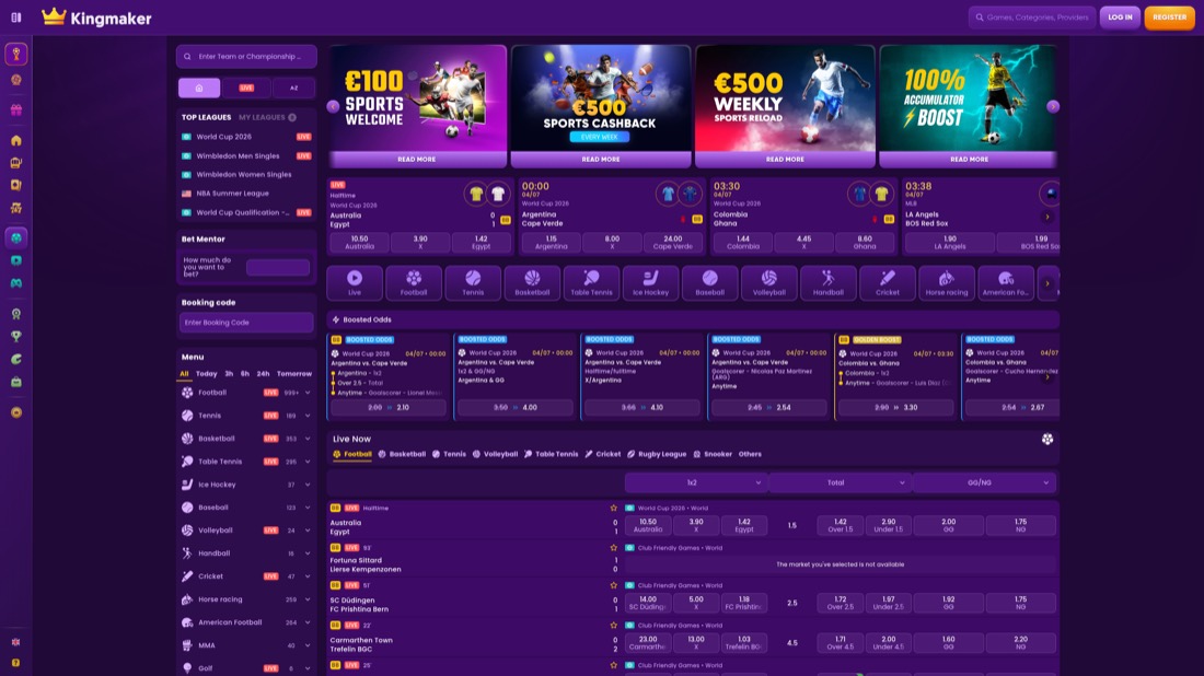 Kingmaker — football betting markets and odds