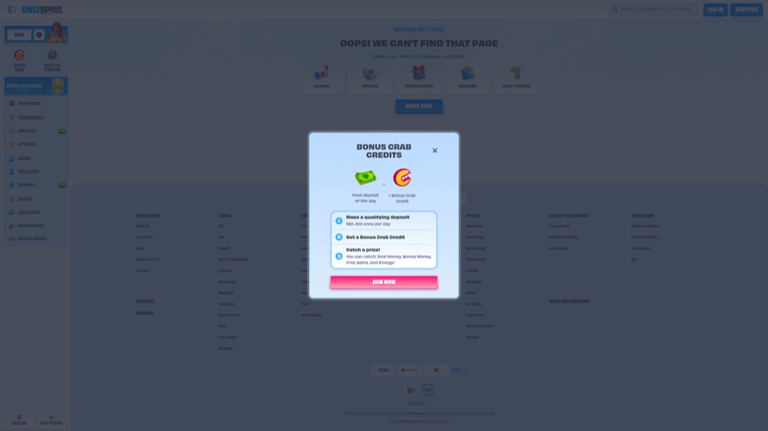OnlySpins — promotions and welcome offer