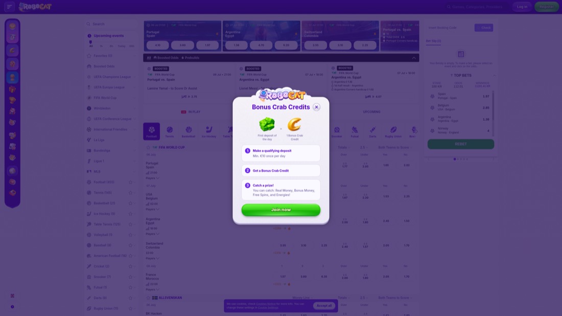 Robocat — football betting markets and odds