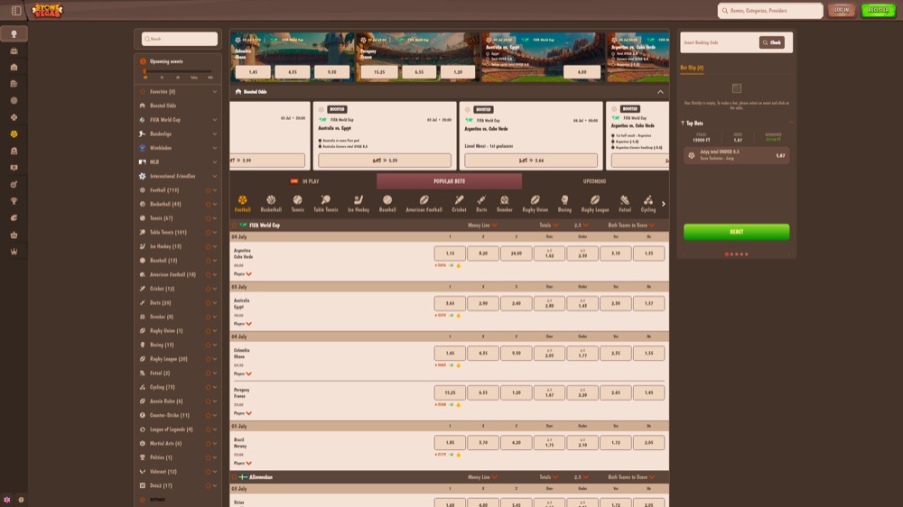 StoneVegas — sportsbook